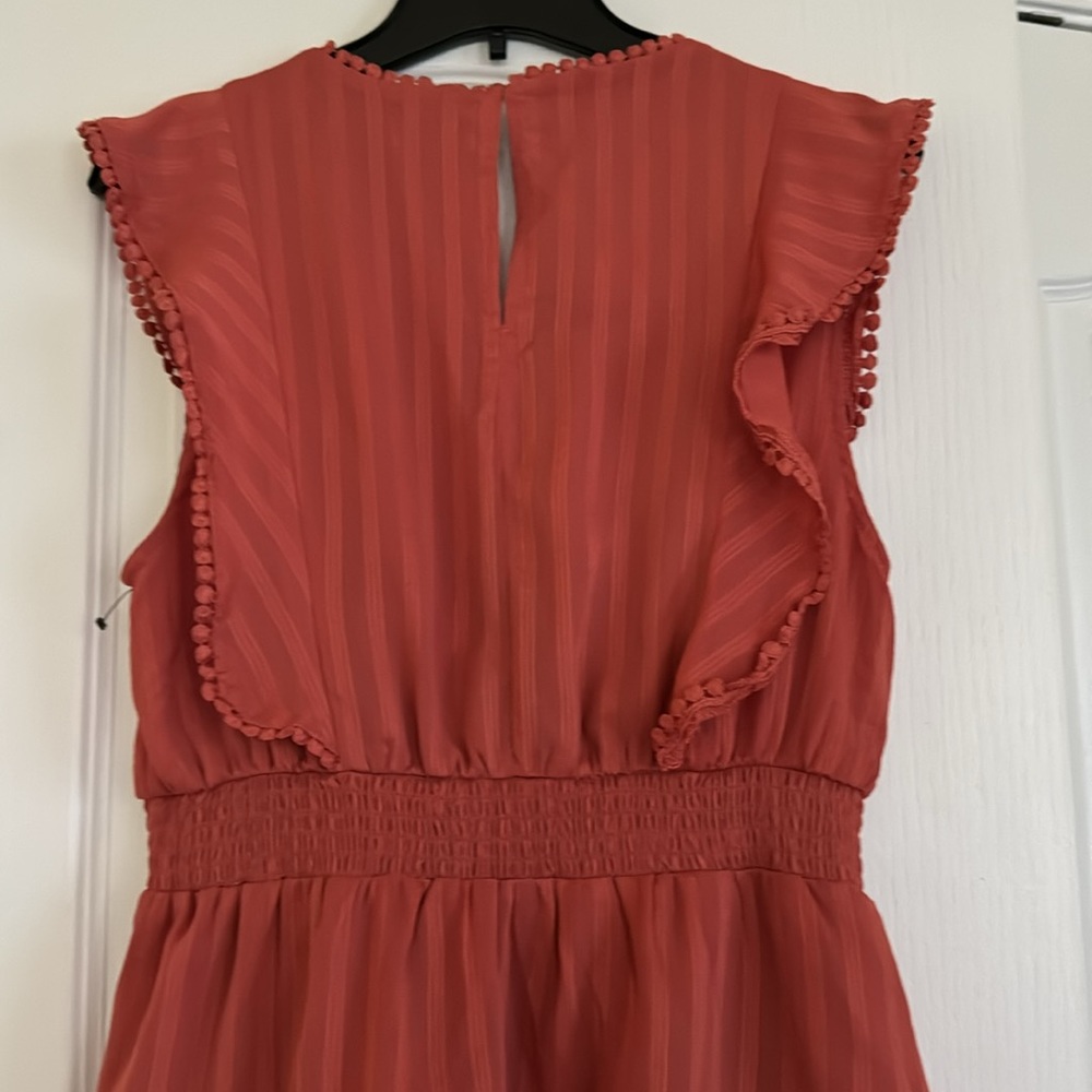 Juniper Blue V-neck Sleeveless Ruffle Dress - Picture 7 of 8
